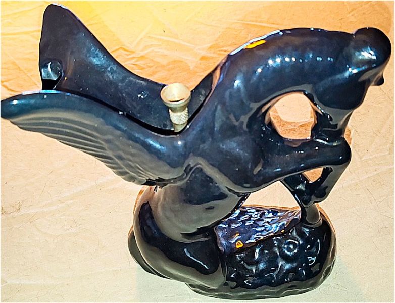 Vintage bong water pipe in the shape of a Pegasus figure, ceramic from the USA