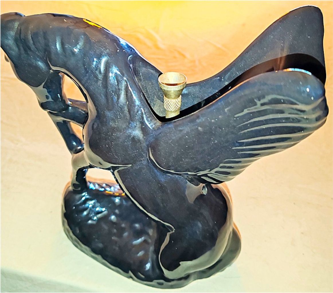 Vintage bong water pipe in the shape of a Pegasus figure, ceramic from the USA