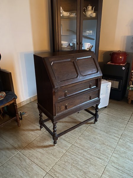 Vintage-Sekretär aus Holz mit ausklappbarer Schreibfläche