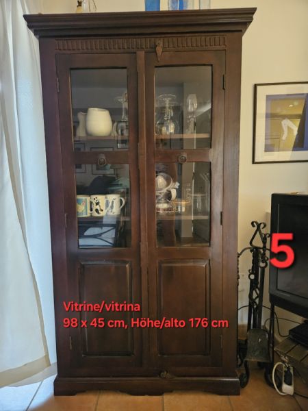 Display cabinet made of solid wood