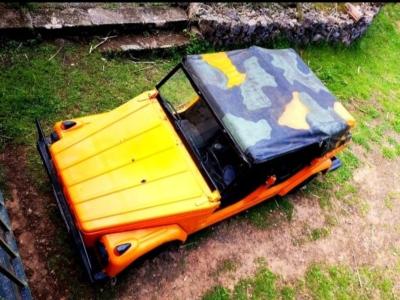 VW 181 Kübel 1971 with historic Spanish concentration camp