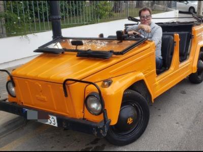 VW 181 Kübel 1971 with historic Spanish concentration camp