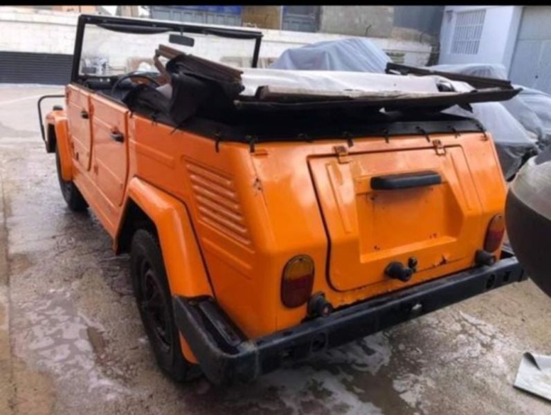 VW 181 Kübel 1971 with historic Spanish concentration camp