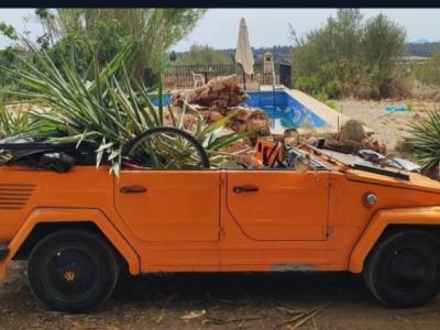 VW 181 Kübel 1971 with historic Spanish concentration camp
