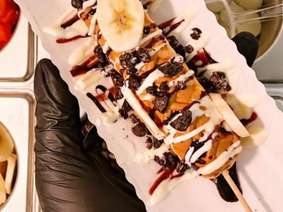 Estación de gofres con toppings para eventos