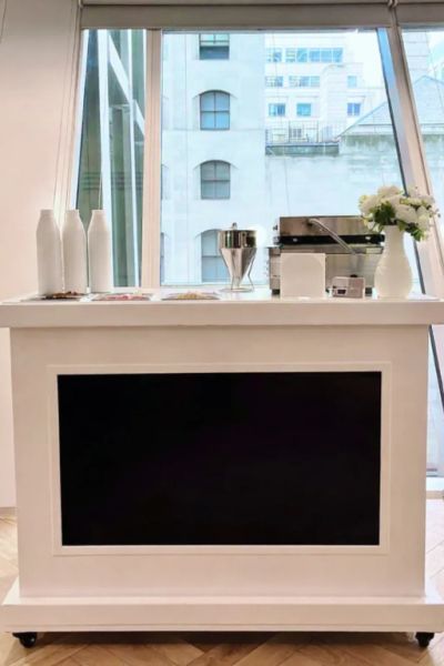 Estación de gofres con toppings para eventos