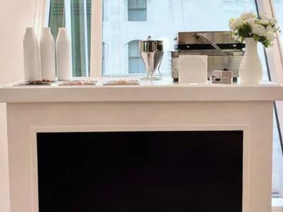 Estación de gofres con toppings para eventos