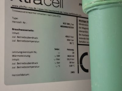 Warmwasserstandspeicher XtraCell 500 Liter