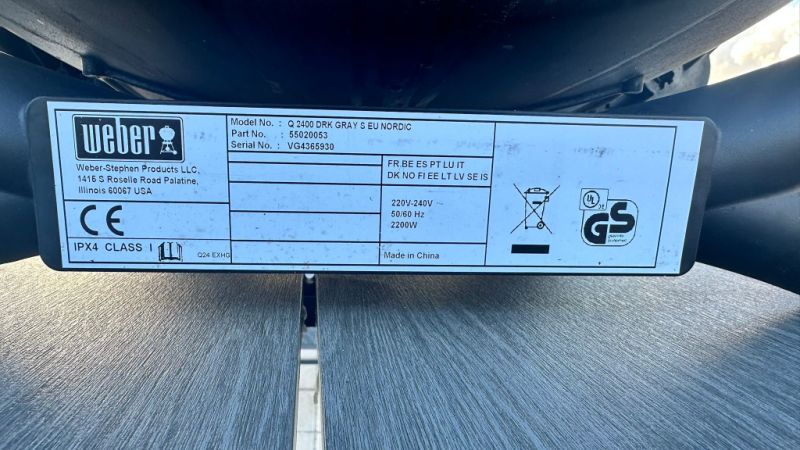 Parrilla eléctrica Weber modelo Q2400 con plancha