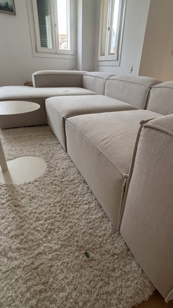 Westwing Modular Sofa in Beige with Large Reclining Area - LENNON