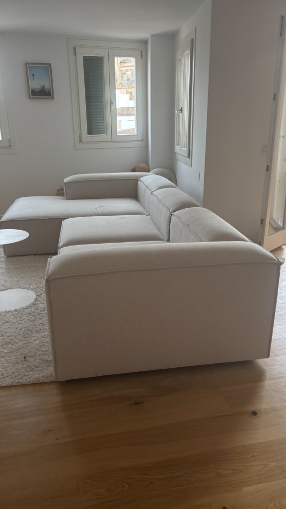 Westwing Modular Sofa in Beige with Large Reclining Area - LENNON