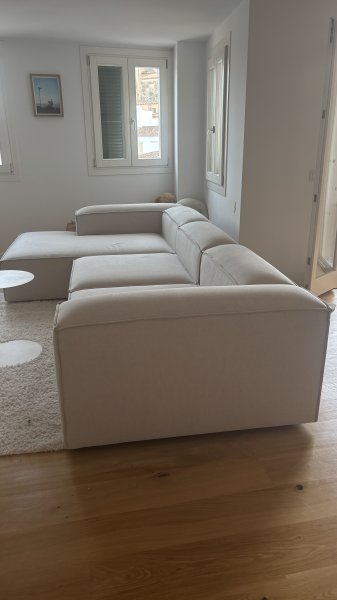 Westwing Modular Sofa in Beige with Large Reclining Area - LENNON