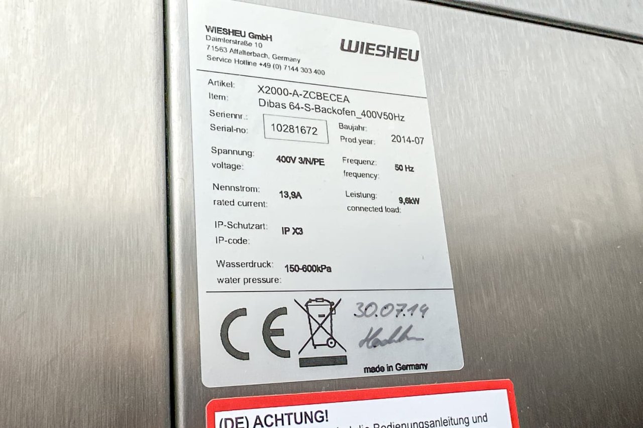 WIESHEU DIBAS 64 Baking Station - USED - TOP PRICE!