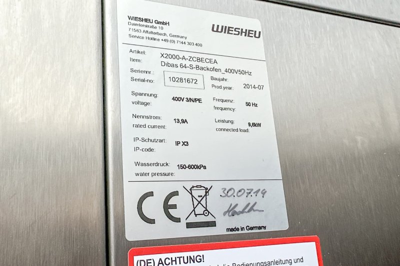 WIESHEU DIBAS 64 Baking Station - USED - TOP PRICE!