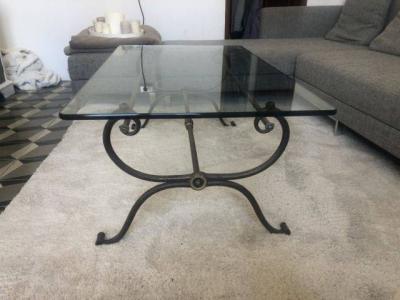 Living room coffee table iron frame finger-thick glass top 120 x 50