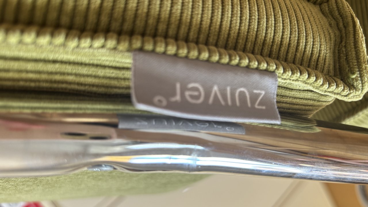 Zuiver RIDGE RIB Stuhl grüner Cord & Chrom - 2 Stück vorhanden
