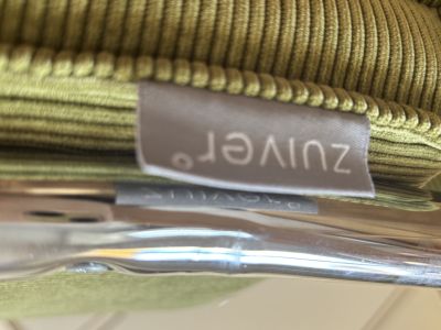 Zuiver RIDGE RIB Stuhl grüner Cord & Chrom - 2 Stück vorhanden