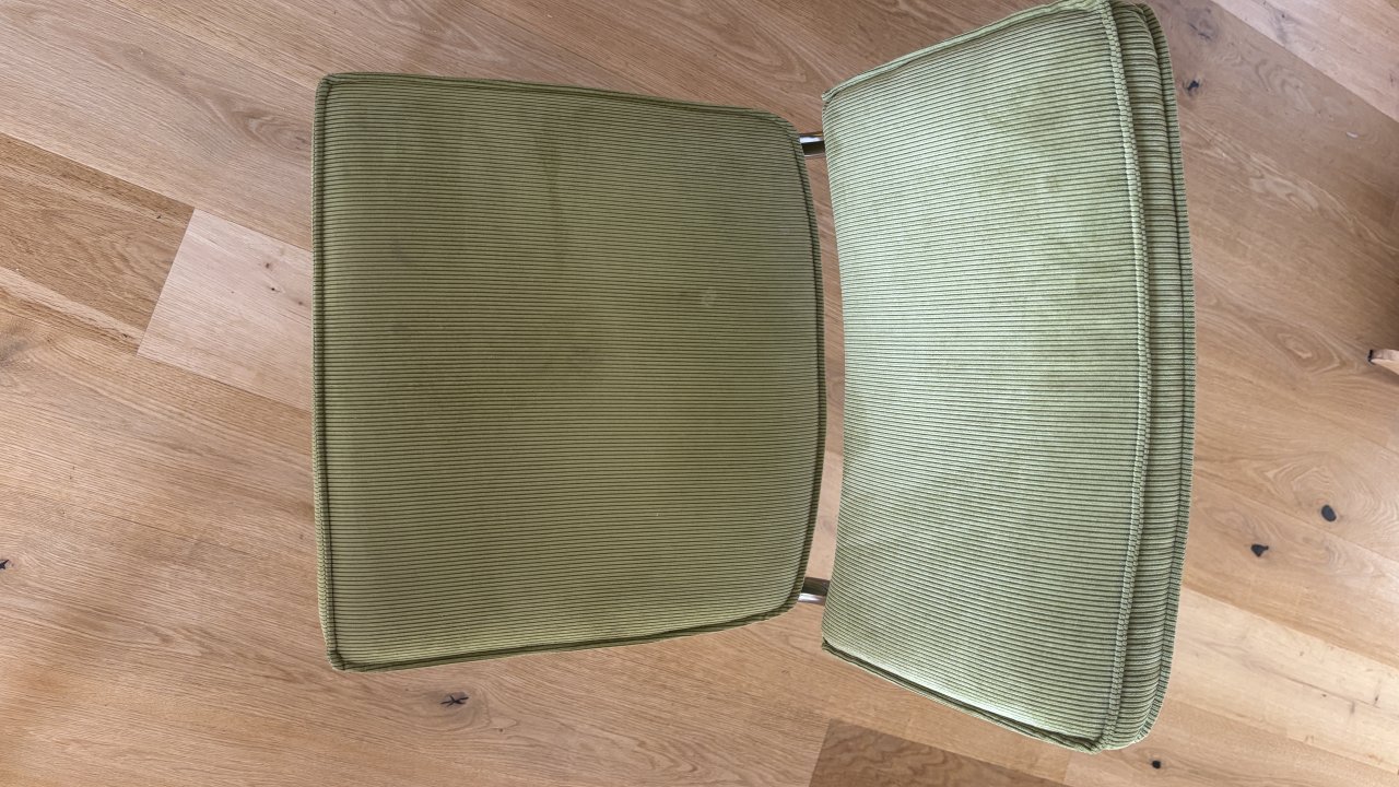 Zuiver RIDGE RIB Stuhl grüner Cord & Chrom - 2 Stück vorhanden